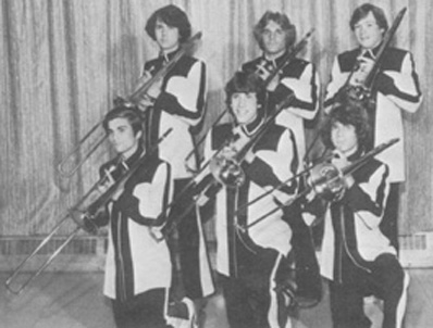 1979 Senior Trombones -
Front (L-R) Pat Harris, Steve Heppel, Jim Whitted.  Back (L-R) Kevin Houchin, Scott Lindfeldt, John Holzhauser.